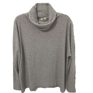 Dylan Sweater True Grit Oversized Cowl Neck Rib Knit Gray Drop Shoulder Small